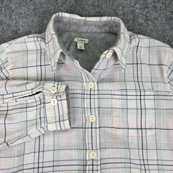 L.L. Bean Tops - LL Bean Shirt Womens Small Petite Pink Plaid Fleece Lined Button Front Casual